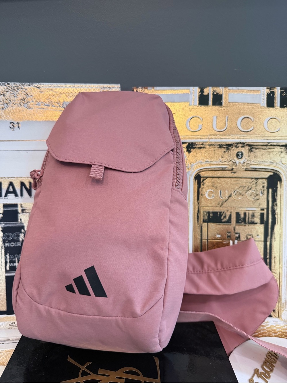 adidas Dusty Rose Sling Pack with Black Logo